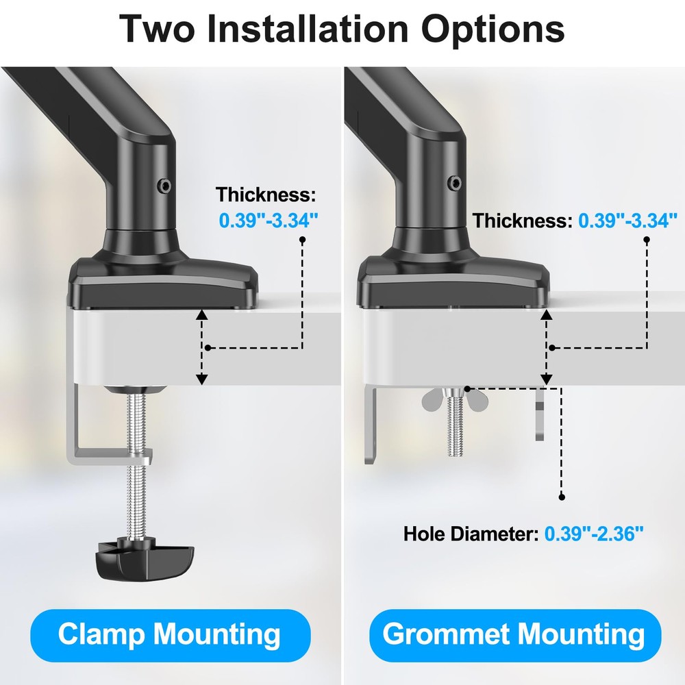 2-in-1 Gas Spring Laptop Stand Desk Mount for Monitor and Laptop Support