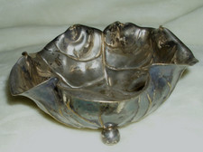 JUGENDSTIL Zucker-Schale Kugelf&uuml;&szlig;e Kraut-Kohl-Form WMF? Messing versilbert ~1900