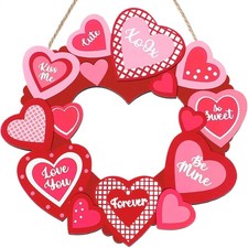 Valentine's Day Heart Wreath Red Heart Hanging Ornament 11.81x11.81x0.2 Inches