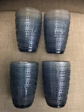 Fortessa Cornflower Blue Jupiter Beaded Hobnail Glasses Iced Beverage Set Of 4