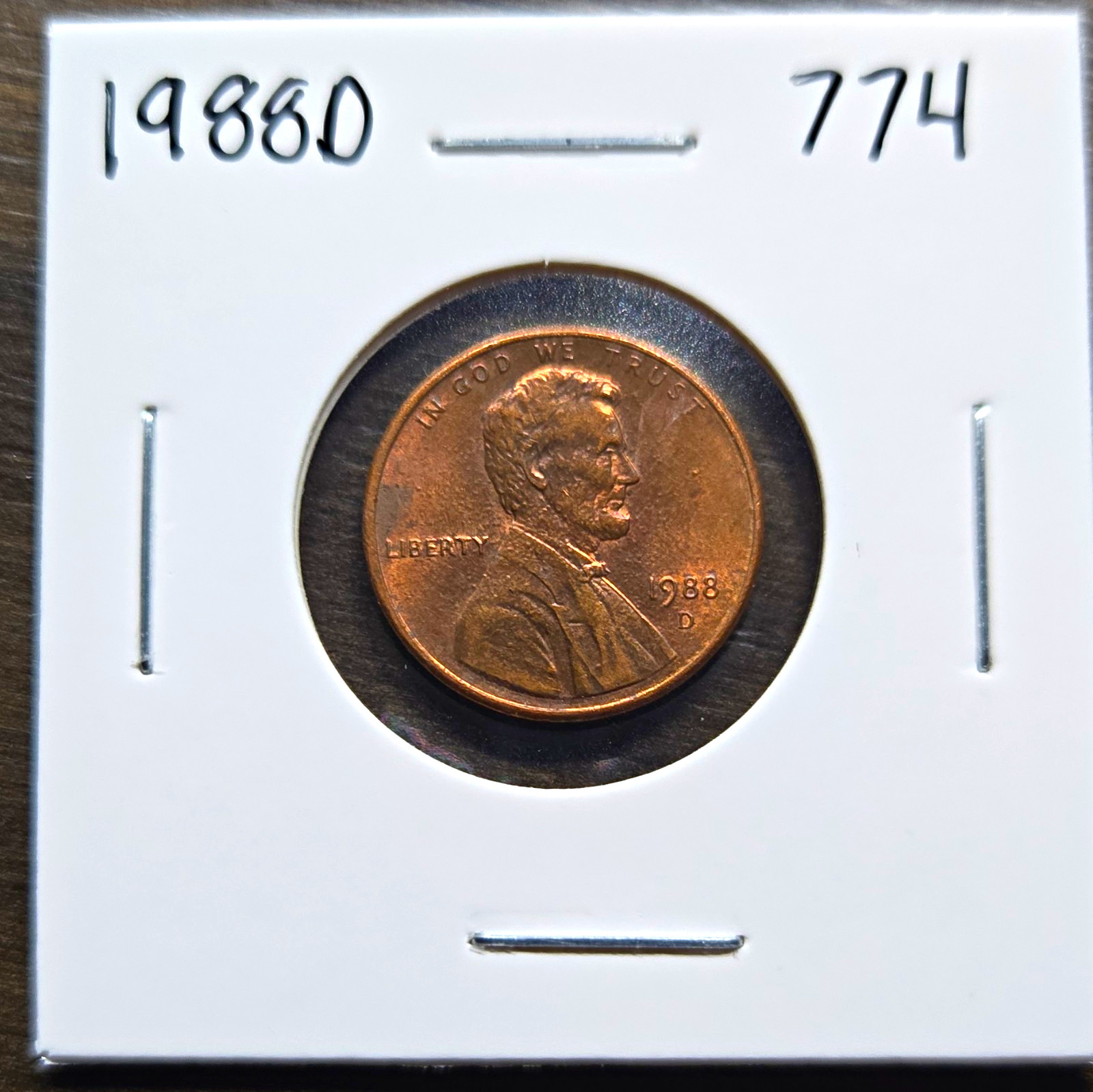 1988-D Lincoln Memorial Small Cent RB Copper Business Strike Denver KM#201a