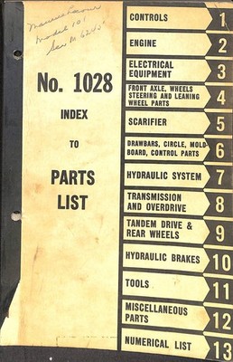Massey-Harris Model 101 Parts List Manual No. 1028 Heavy Equipment Index