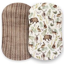 Premium Bassinet Sheets 2-Pack - Ultra-Soft Cotton, Stylish Woodland Design