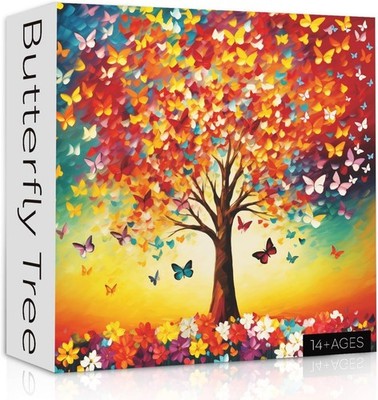 Butterfly Tree Puzzles for Adults 1000 Pieces, Coloful Tree of Life JigsawPuzzle