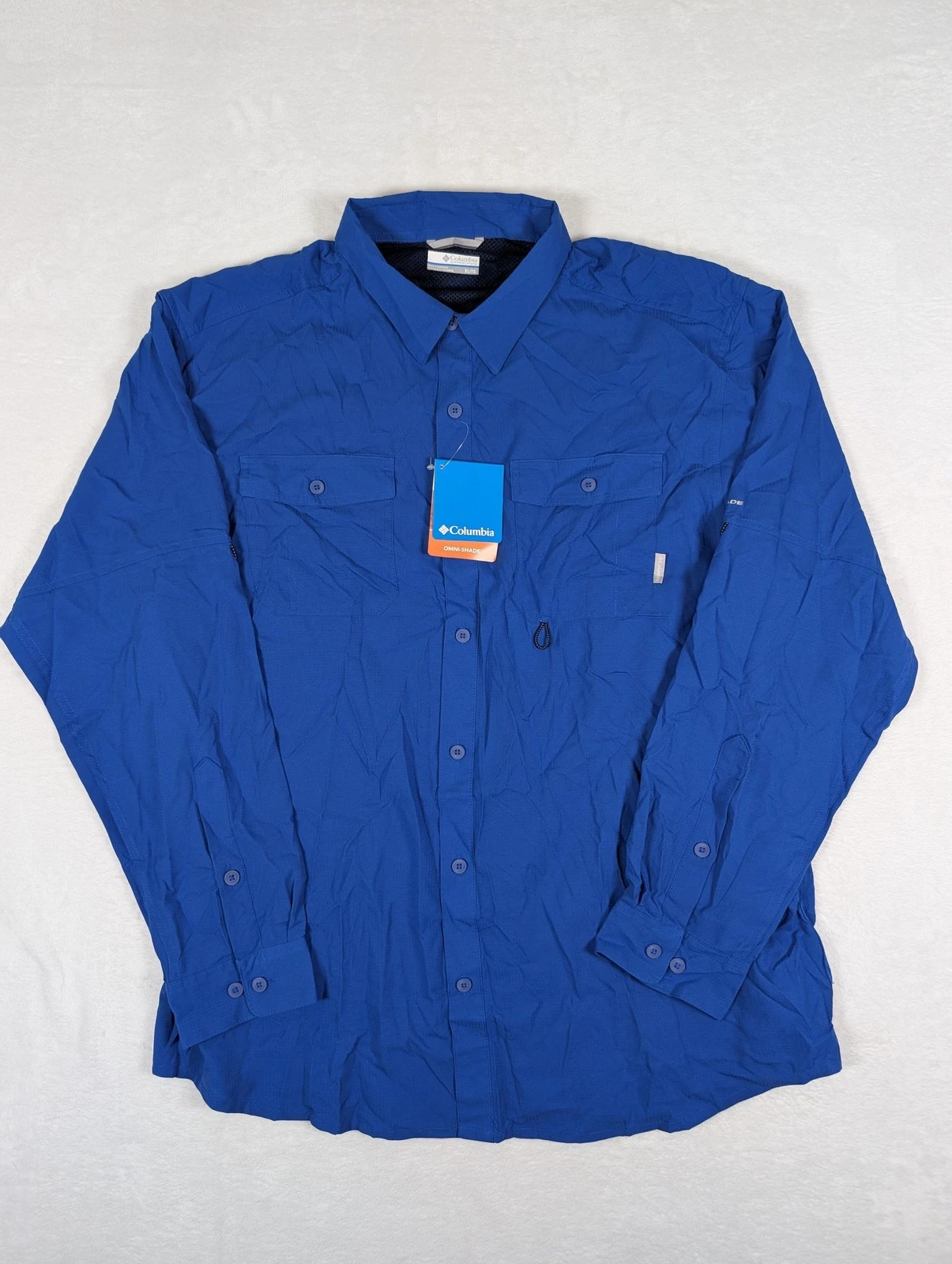 Columbia Shirt Mens XL Blue Omni-Shade Long Sleeve Fishing Vented UPF NWT