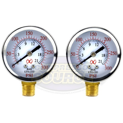 #ad 2 Air Compressor Pressure Hydraulic Gauge 2quot; Face side Mount 1 4quot; NPT 0 300 PSI $13.95