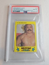 THE IRON SHEIK 1986 Monty Gum #18 Wrestling Stars Hand Cut PSA 8 Pop 12(4 Higher