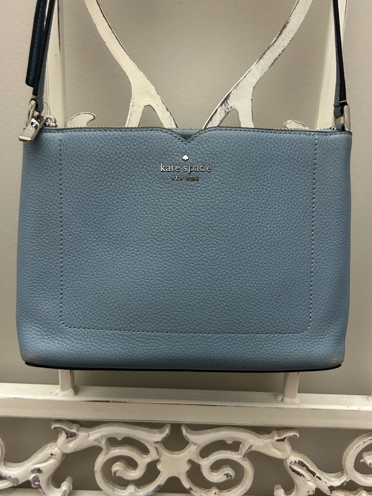 Kate Spade New York Blue Pebbled Leather Crossbody Shoulder Bag