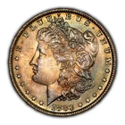 1883-O $1 Morgan Silver Dollar - Watercolor Rainbow Toning - BU - SKU-D4972