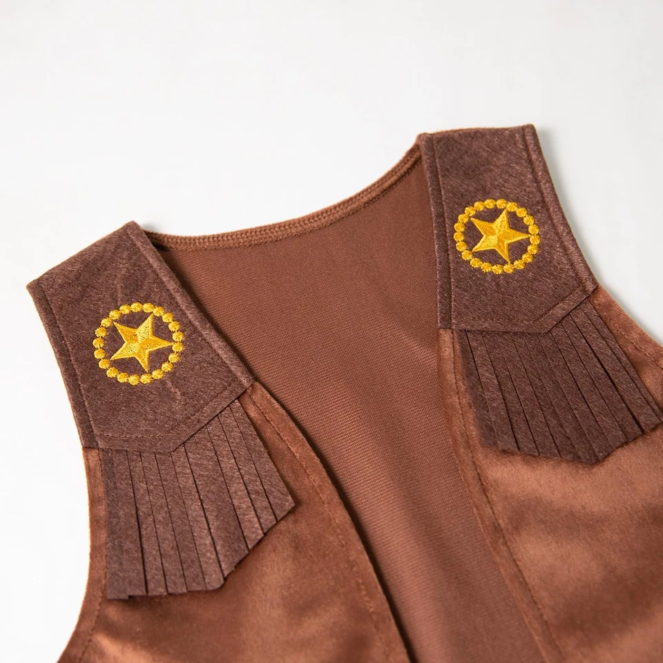 Conjunto de chaleco y pañuelo de disfraz de vaquero occidental para niños de 2 a 3 años Foto 4 de 4