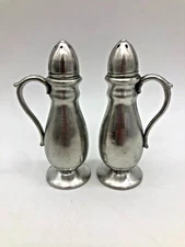 Vintage Weidlich Brothers Solid Pewter Salt & Pepper Shakers Model 6131 4.25"