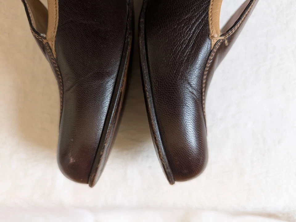 MIU MIU Prada Vamp Marrón Tostado Mocasines Tacones Bajos Cuña 39.5 8.5 De Colección Y2K Foto 3 de 4