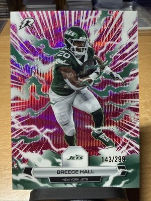 2025 Topps Resurgence Breece Hall Magenta Surge Refractor /299 #76 New York Jets