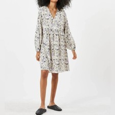 Minimum White Purple Floral Print Peasant Modiva Mini Dress US XS/ EU 34