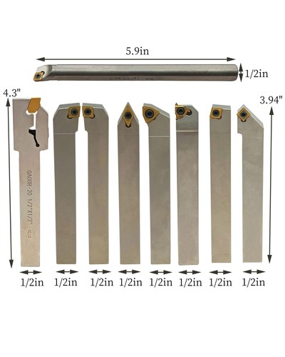 18Pcs 1/2'' 12mm Shank Indexable Lathe Turning Tools kit 9Pcs Metal Lathe Too... - Picture 3 of 7