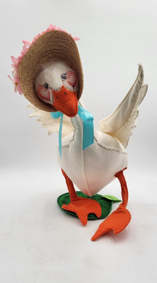 Vintage Annalee '88 White Spring Mother Goose 18'' Easter With Flower Bonnet Tags