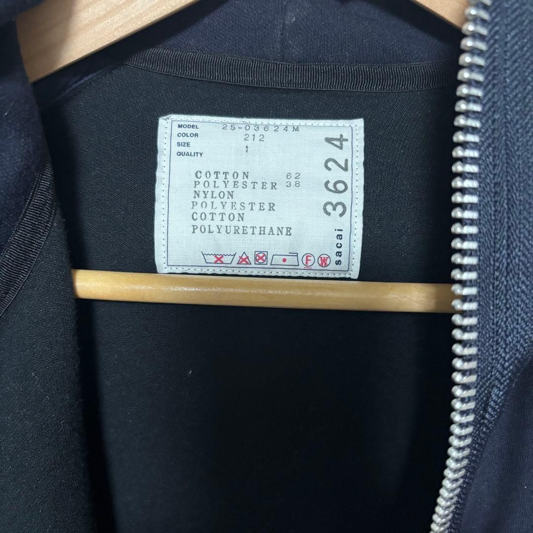 Sacai Different Material Switching Zip Parka Blou… - image 5