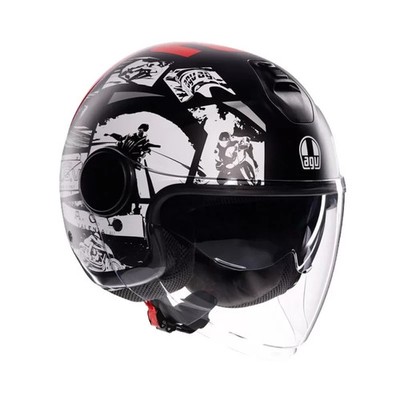 Agv History Matt Jet Helmet Black White Red SIZE S Helmet Helmets