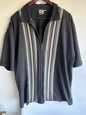 VTG 90’s Quicksilver Full Zip Polo Shirt Striped Silver Edition Sz L USA Rare