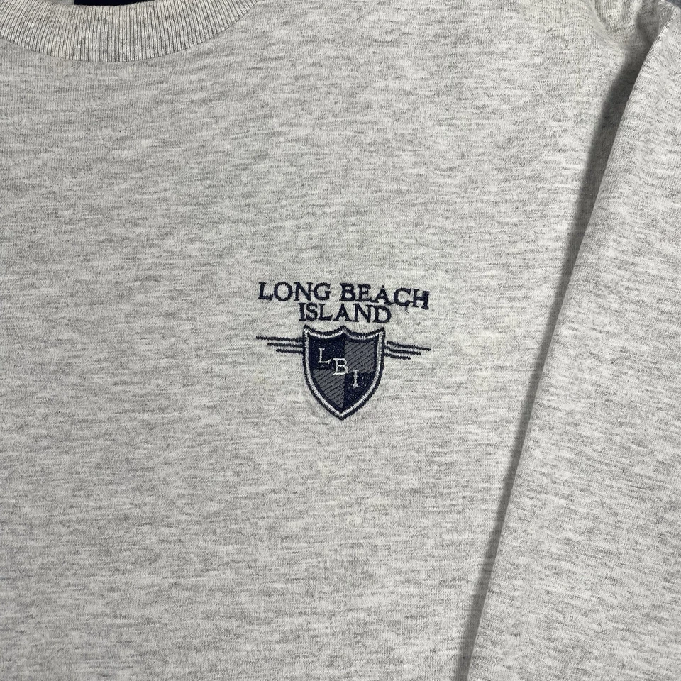 Vintage Jansport Shirt Men Large Gray Long Sleeve LBI New Jersey 90s Made In USA - Image 3 of 4