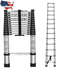 10.5/12.5/14.5FT Aluminum Non-Slip Telescoping Ladder Extension Folding Ladders