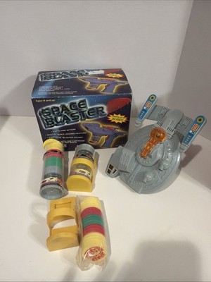 SPACE BLASTER Vintage Rapid Fire MIN YIN TOYS  Light Sound Discs 1998  Complete 