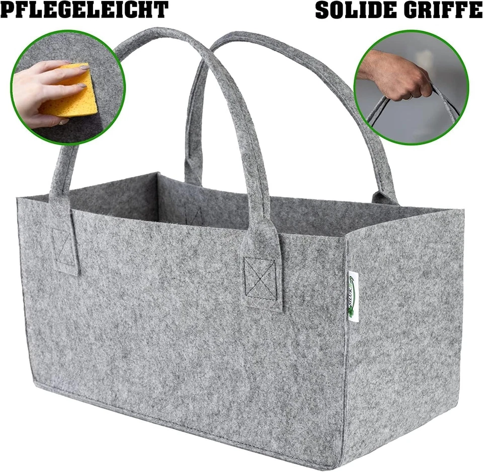 Siluk 1x/2x Filztasche Einkaufstasche Tragetasche Kaminholztasche Kaminholzkorb - Bild 3 von 4