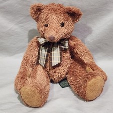 Russ Berrie  Peony  100th Anniversary Teddy Bear Plaid Bow 8  No Tags Sitting