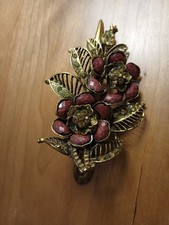 Gold tone Purple Rhinestone Large Hair Clip