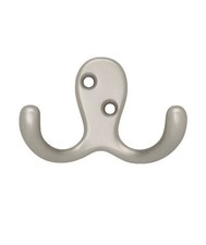 H-1. Liberty Hardware B46114Q-SN-C5 Double Prong Robe Hook, Satin Nickel