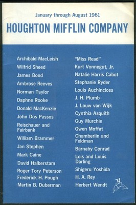 Houghton Mifflin Book Catalog 1-8 1961 Kurt Vonnegut MacLeish Dos Passos +