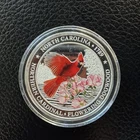 1 troy oz .999 Fine Silver North Carolina 1789 State Bird Flower Flag Color Coin