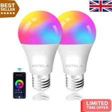 Image of Smart Bulb E27 Compatible with Alexa & Google Home - 9W RGB LED Light, 2 Pack
