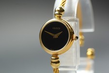 [Near MINT] Vintage GUCCI 2700.2.L 20mm black Dial Gold Women's Bangle Watch 