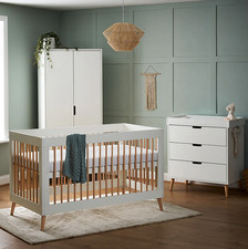 Obaby Maya Cot Bed Nursery Furniture Set - White and Natural