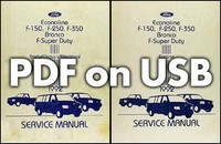 1992 Ford Pickup Werkstatt-Handbuch USB Bronco F150 F250 F350 Econoline Van