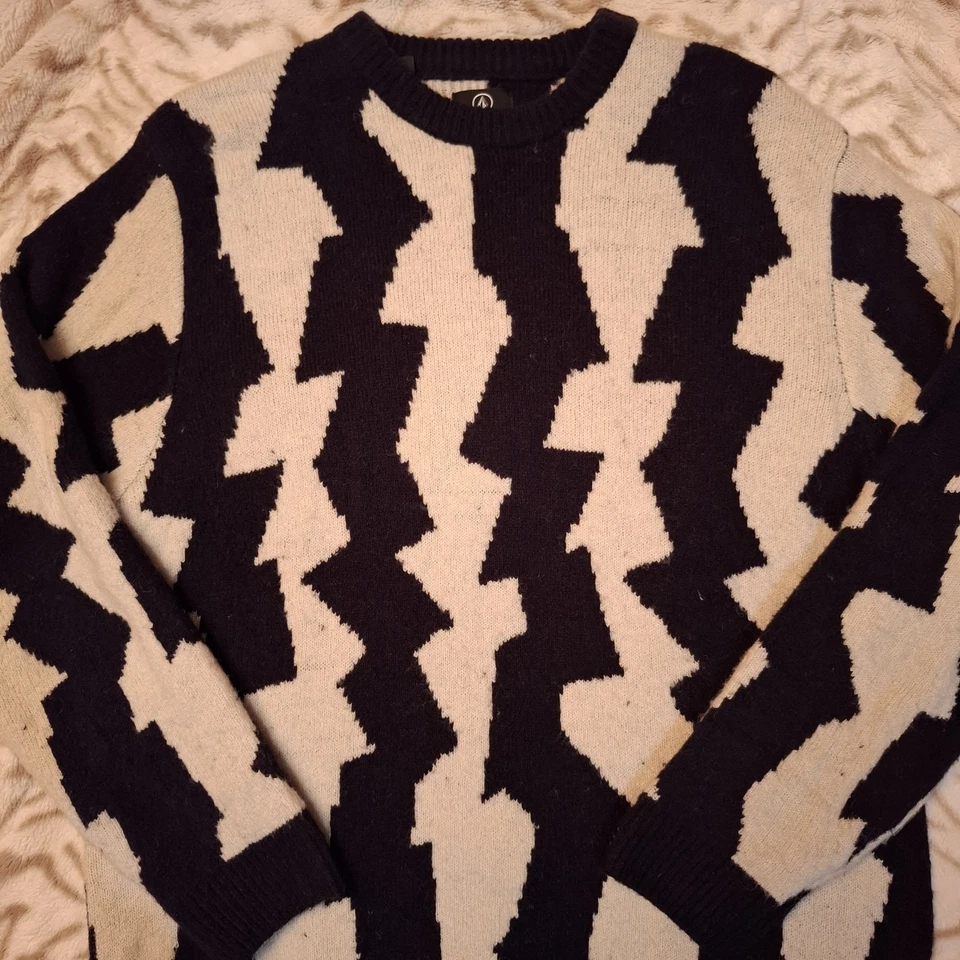 Volcom Anarchietour Strick Crewneck Sweatshirt Pullover XL Schwarz/Beige - Bild 2 von 4