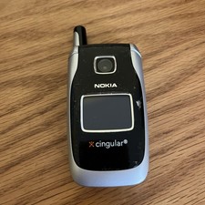 Nokia 6102 / 6102b - Black and Silver Cingular  Rare Flip Phone Not Tested