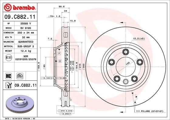 2X Brembo Bremsscheibe 09.C882.11 FüR Audi Porsche VW-image