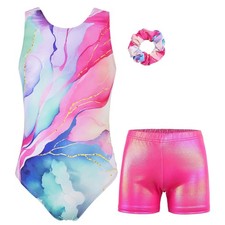 Gymnastics Leotards for Girls Dance Unitards Biketards Matching Shorts Suits ...
