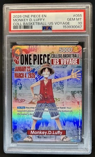 2026 One Piece X College Basketball US Voyage Monkey D Luffy #P-055 PSA 10