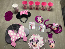 25 pcs Minnie Mouse Birthday Party Decoration Set Cups  Swirl Cutouts Pink