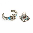 Carolyn Pollack Sterling Turquoise 6.75-7.25" Bracelet Pendant Lot of 4 #S5609-1 — photo 7