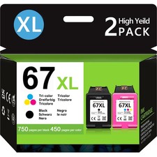 67XL Ink Cartridge for HP 67 Deskjet 2700e 2720 2755e 4155e Envy 6055e 6455 Lot