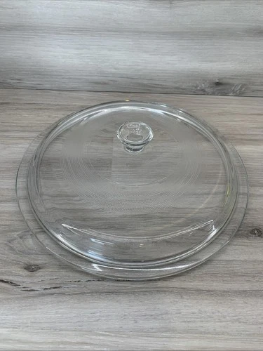 Pyrex/Corning Clear Glass With Ribs 10" Round Lid ONLY For 9 1/2" Diameter Dish