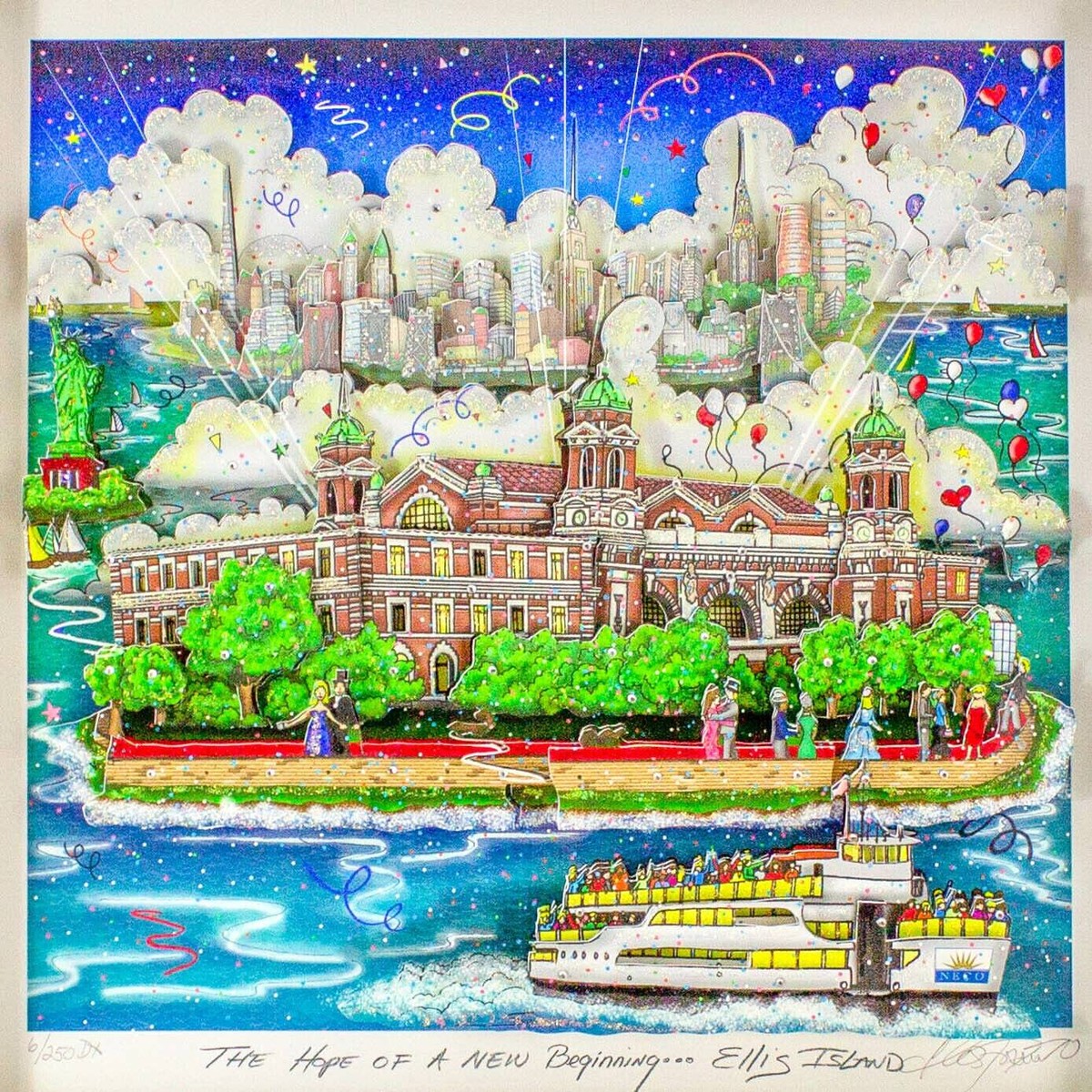 新品未開封 プレミア CHARLES FAZZINO 2000ピースパズル TCG Toys Charles Fazzino Under The Paris Sky 300 Piece