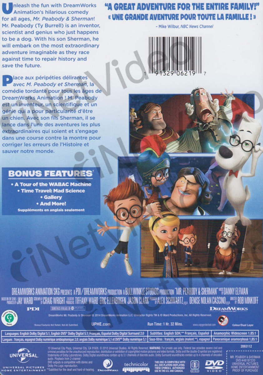 Mr. Peabody & Sherman (Blue Cover) (Bilingual) DVD | eBay