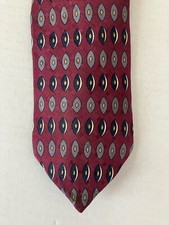 Hathaway Men's Necktie Tie Silk Satin Maroon Blue Gray Ovals Made in USA 57"