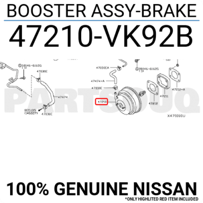 47210VK92B Genuine Nissan BOOSTER ASSY-BRAKE 47210-VK92B | eBay