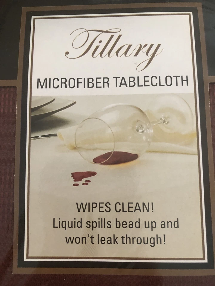 Tillary Microfiber(60” X 84”) Oblong Tablecloth Burgundy Wine Color Spillproof - Image 2 of 4